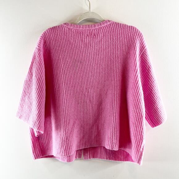 Aerie unREAL Short Sleeve Cardigan Sweater Pink XL - Picture 4 of 4